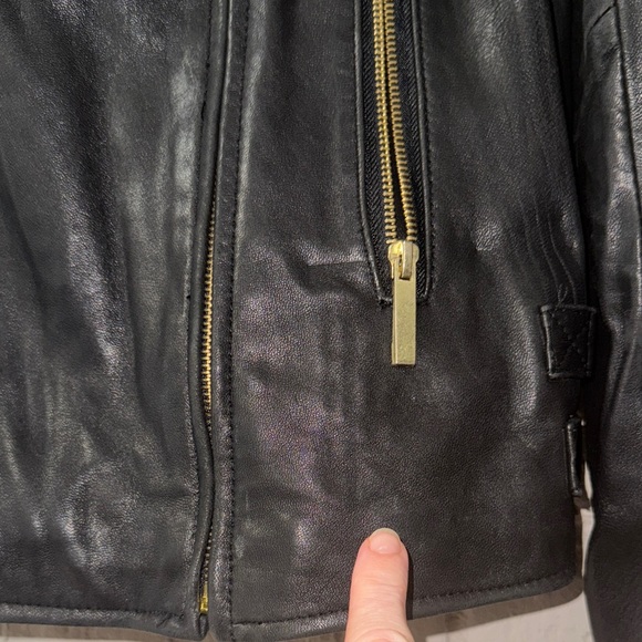 Victoria's Secret Genuine Leather Black Jacket with Gold Details - Picture 12 of 17